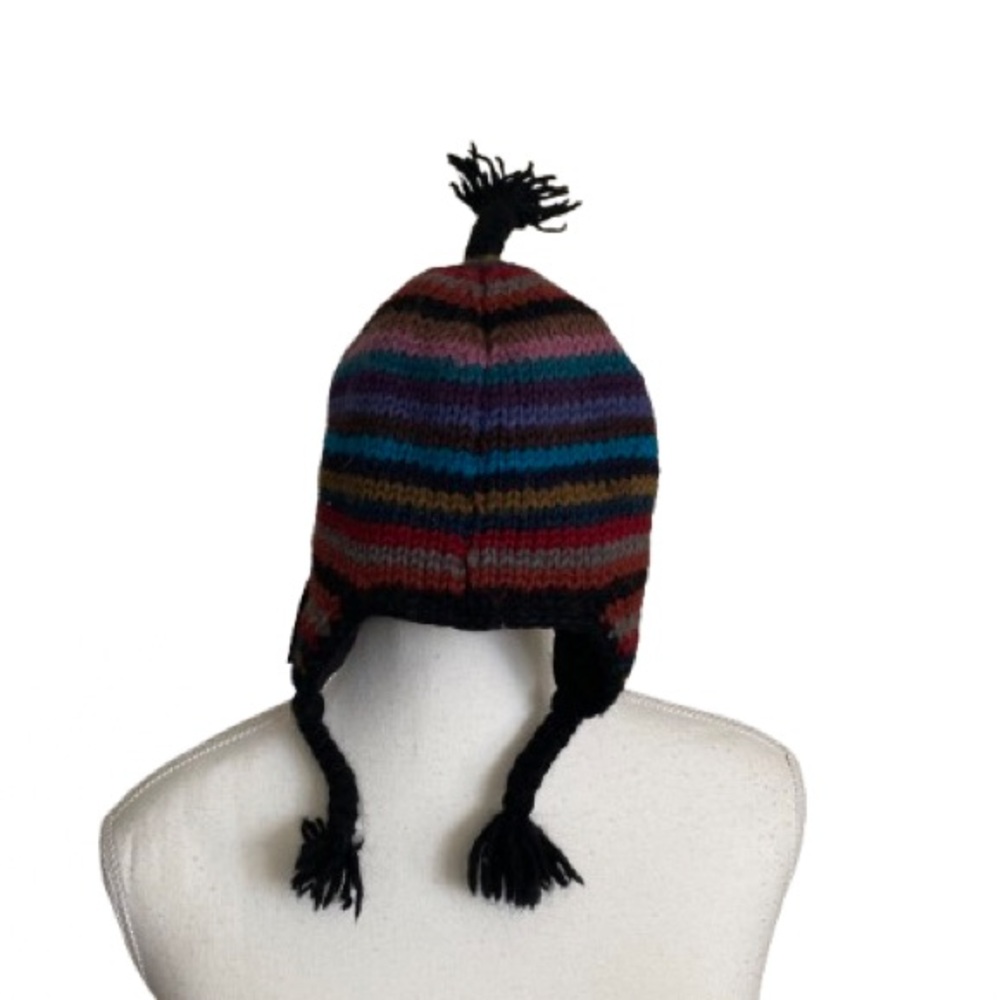 Striped Multicolor Unisex Pom-Pom Hat Wool